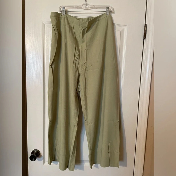 Maree Pour Toi Sage Green Linen Blend Wide Leg Pants Size 20 NWT Boho Comfort - Picture 1 of 8